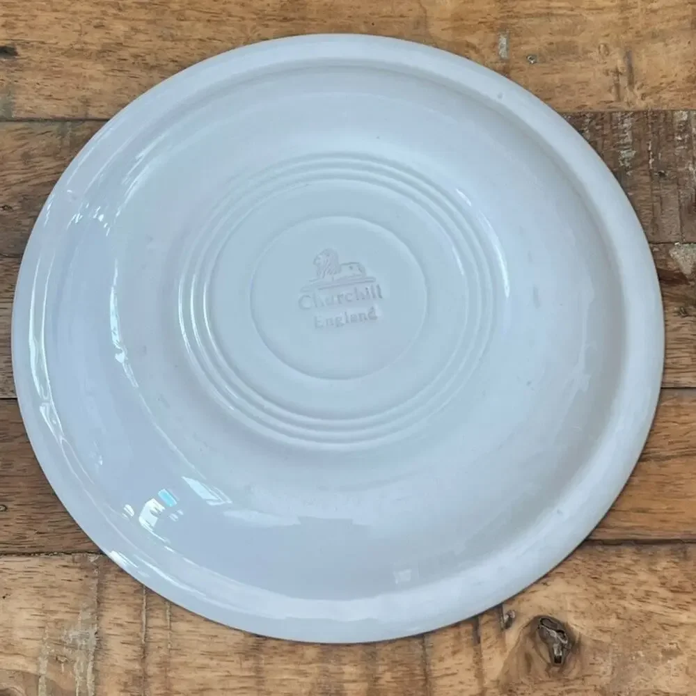 2 Vintage Churchill England 8” Salad Plates Pink Stripes And Polka Dots